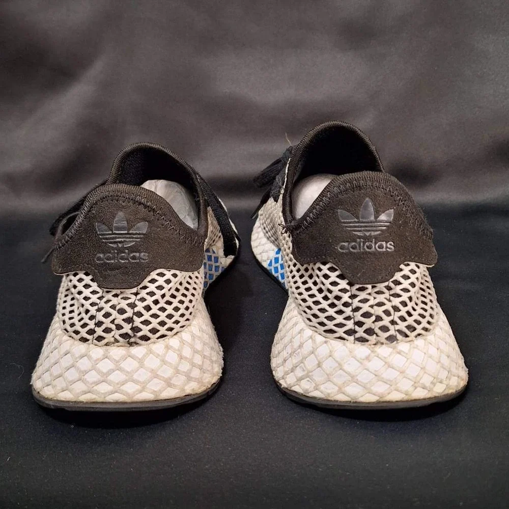 Adidas Deerupt Runner Mesh Sneakers M7.5 /W9 White Black Blue Athletic‎ Shoes